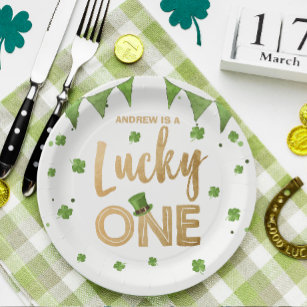 Lucky One St Patrick's Day Paper Plate Clover Boy