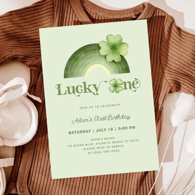 Lucky One St. Patrick's Day Rainbow 1st Birthday Invitation (Creator Uploaded)