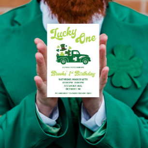 Lucky One, St. Patrick's Day Truck First Birthday Invitation