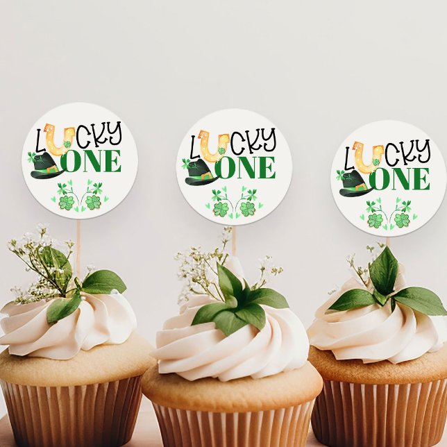 Lucky One St Patricks First Birthday Party Classic Round Sticker (Lucky One stickers for envelope seals, favors, cupcake toppers and party decor)