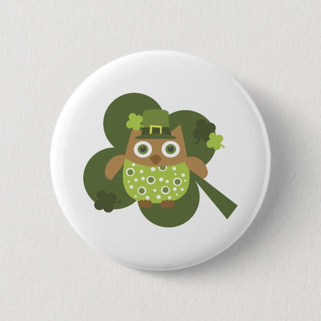 Lucky Owl 6 Cm Round Badge (Front)