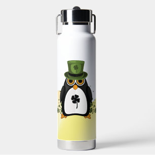 Lucky Penguin Four Leaf Clover St. Patrick's Day Water Bottle