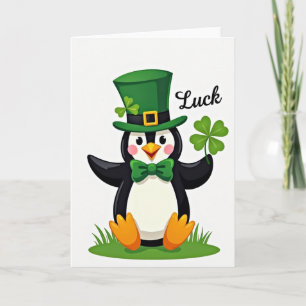 Lucky Penguin St Patricks Day Card