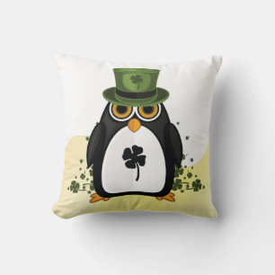 Lucky Penguin St. Patrick's Day Irish Clover Cosy Cushion