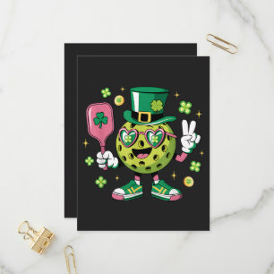 Lucky Pickleball Hat Irish Shamrock Invitation Postcard