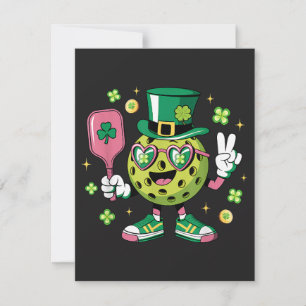 Lucky Pickleball Hat Irish Shamrock Thank You Card