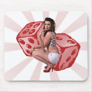 Lucky Pin Up Mouse Pad