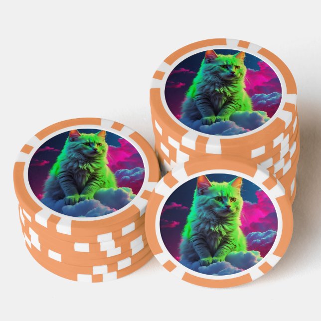 Lucky Poker Chips for Cat Lovers (Stack)