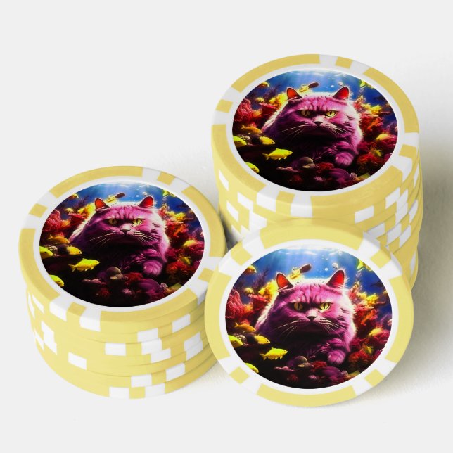Lucky Poker Chips for Cat Lovers (Stack)