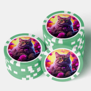 Lucky Poker Chips for Cat Lovers