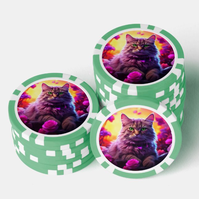 Lucky Poker Chips for Cat Lovers (Stack)