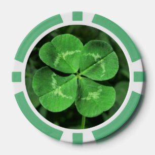 Lucky Poker Chips in Four Leaf Clover Design