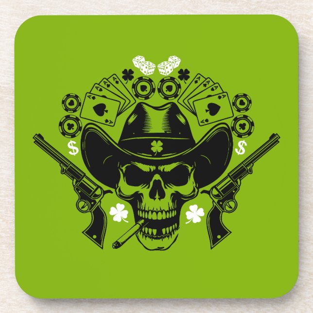 Lucky Poker Skull Coaster (Front)