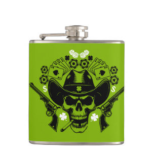 Lucky Poker Skull Hip Flask