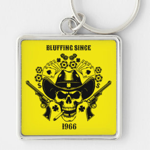 Lucky Poker Skull Key Ring