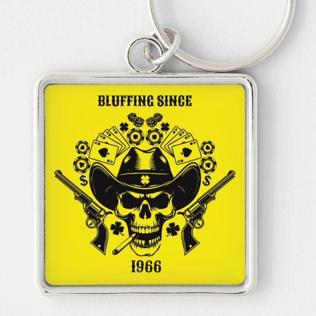Lucky Poker Skull Key Ring (Front)
