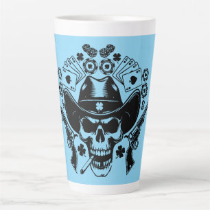 Lucky Poker Skull Latte Mug