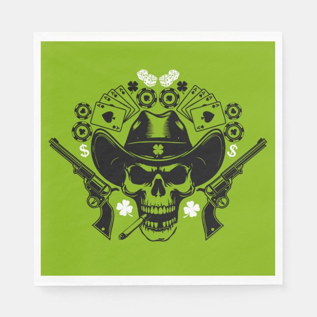Lucky Poker Skull Napkin (Front)