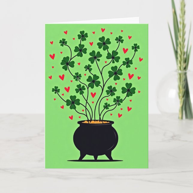 Lucky Pot Clover Heart Card (Front)