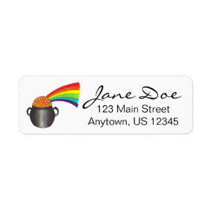 Lucky Pot of Gold Rainbow St. Patrick's Day Return Address Label