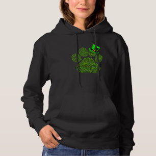 Lucky Pug Paw Dog Cat  Irish Shamrock St Patrick D Hoodie