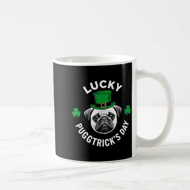 Lucky pugtrick's day funny st patrick's pug dog coffee mug (Right)