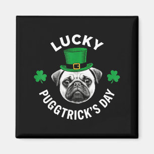 Lucky pugtrick's day funny st patrick's pug dog magnet