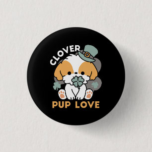 Lucky Pup with Clover – St. Patrick's Day Gift 3 Cm Round Badge