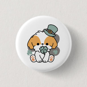 Lucky Pup with Clover – St. Patrick's Day Gift 3 Cm Round Badge