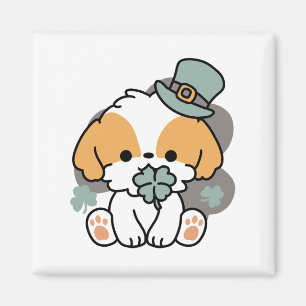 Lucky Pup with Clover – St. Patrick's Day Gift Magnet