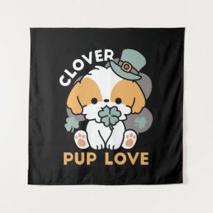 Lucky Pup with Clover – St. Patrick's Day Gift Tapestry
