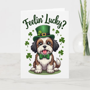 Lucky Puppy Shamrock Pattern Card