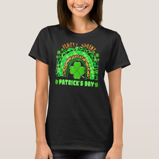 Lucky Rainbow Leopard Patrick Day Funny Green Sham T-Shirt (Front)