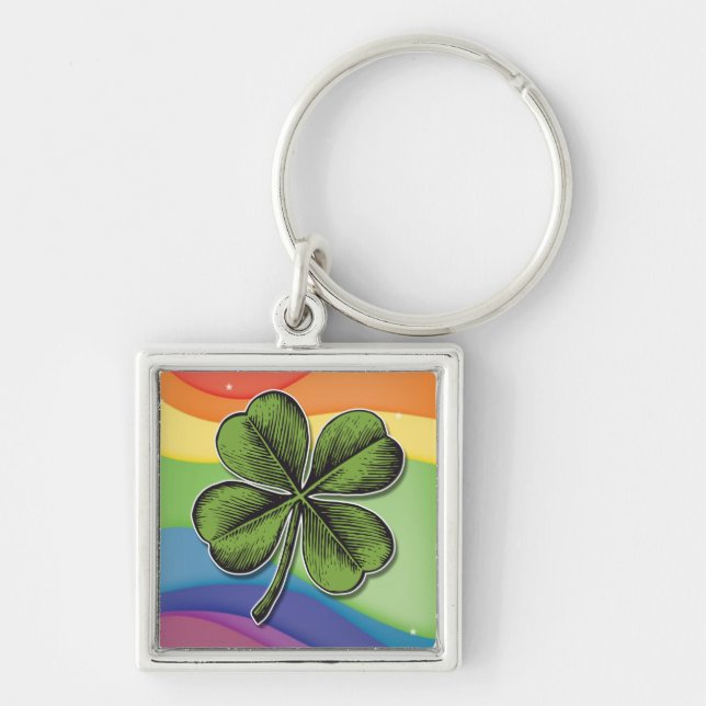 Lucky Rainbow Shamrock Key Ring (Front)