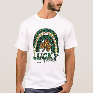 Lucky Rainbow St Patricks Day Leopard Squad Clover T-Shirt