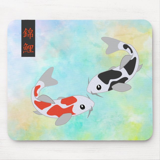 Lucky Red & Black Koi Fish Mouse Pad (Front)