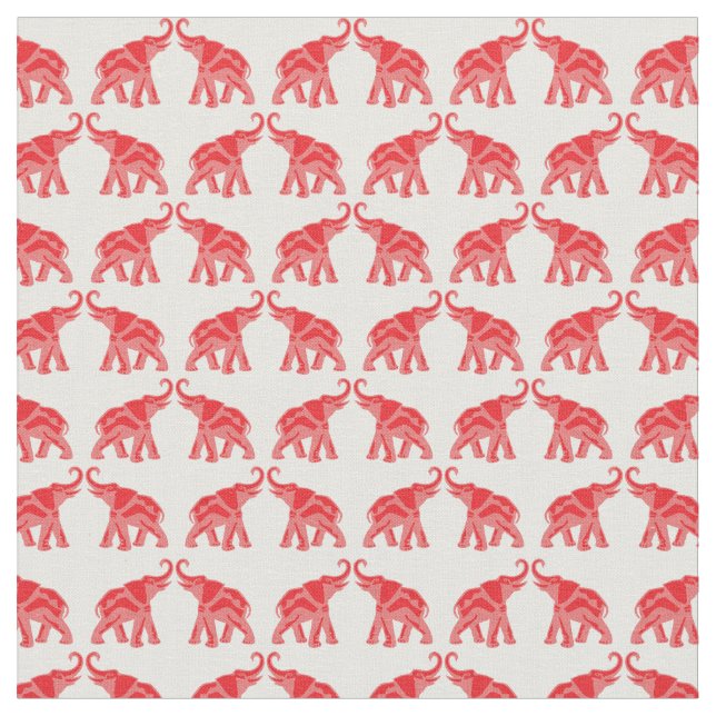 Lucky Red Elephant Fabric (Close Up)