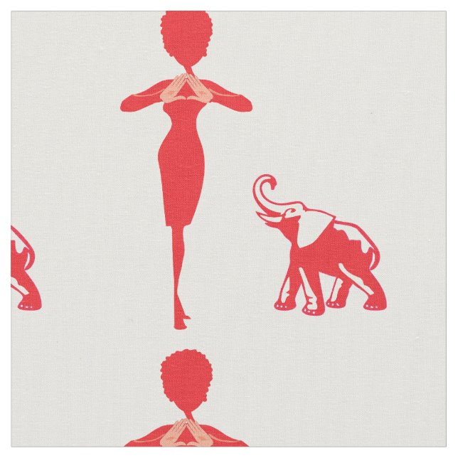 Lucky Red Elephant Fabric (Close Up)