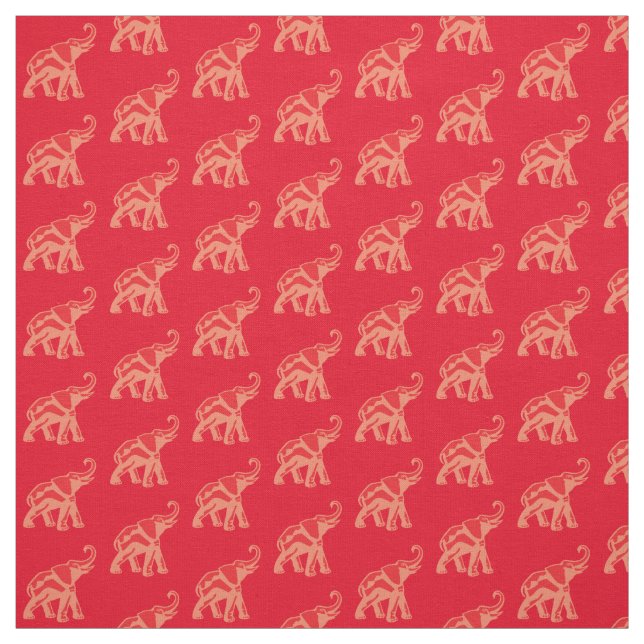 Lucky Red Elephant Fabric (Swatch)
