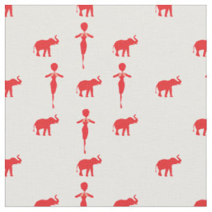 Lucky Red Elephant Fabric