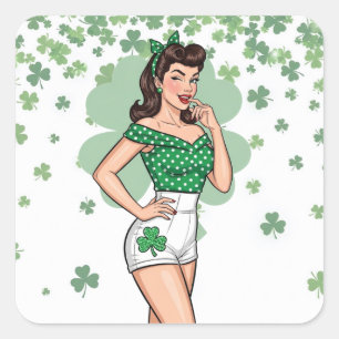Lucky Retro Glam Square Sticker