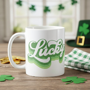 Lucky Retro Green And White St Patrick's Day Coffee Mug