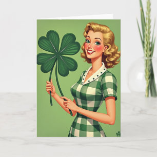 Lucky Retro Woman Smile Card