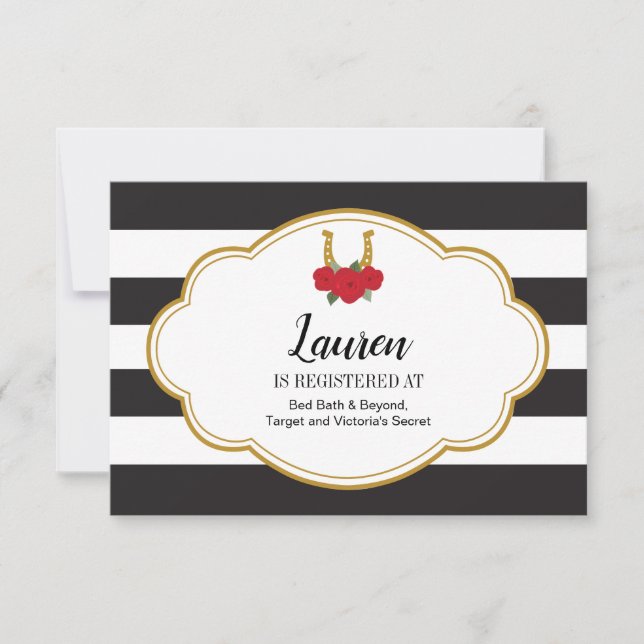 Lucky Roses Bridal Shower Insert Invitation (Front)