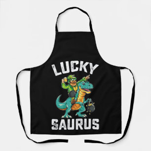 Lucky Saurus Dinosaur T Rex St Patrick's Day Apron