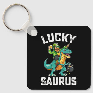 Lucky Saurus Dinosaur T Rex St Patrick's Day Key Ring
