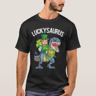 Lucky Saurus Leprechaun And Dinosaur Saints Patric T-Shirt