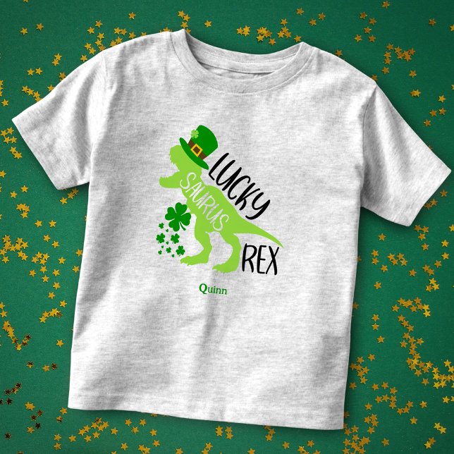 Lucky Saurus Rex Dinosaur St. Patrick's Day Toddler T-Shirt (Creator Uploaded)