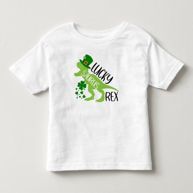 Lucky Saurus Rex – St. Patrick’s Day Dinosaur Toddler T-Shirt (Front)