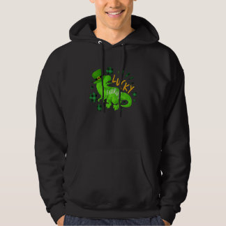 Lucky Saurus Shamrock Buffalo Plaid Dinosaur St Pa Hoodie